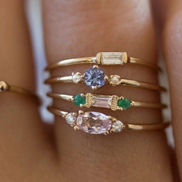 Jewelry - Gold Gem Stone Ring Set